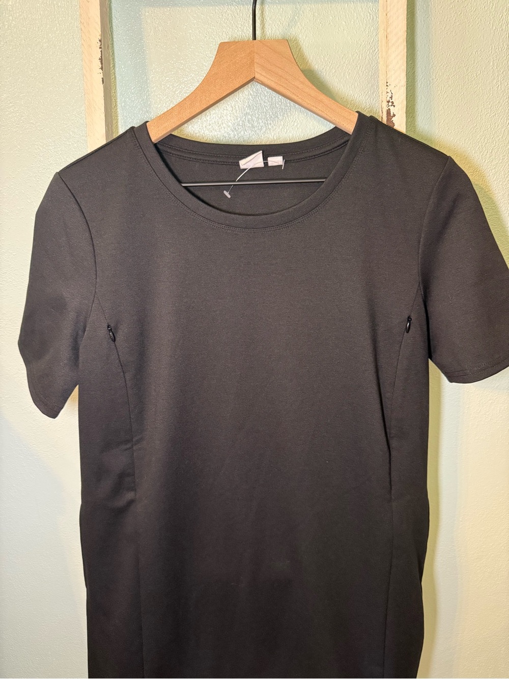 Gap Maternity Nursing Short Sleeve Crewneck Black Dress Size M Zipper - Picture 2 of 9